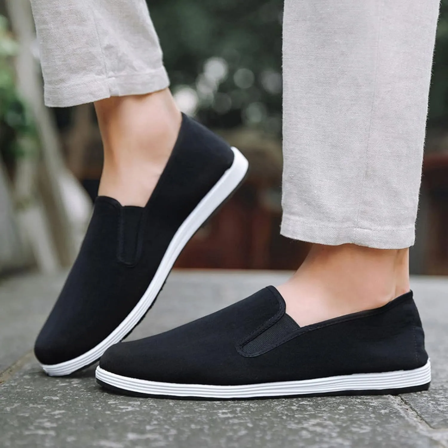 Men's Comfortable Canvas Shoes Lightweight Breathable Walking Shoe Gym Tennis Hook and Loop Orthopedic Sneakers