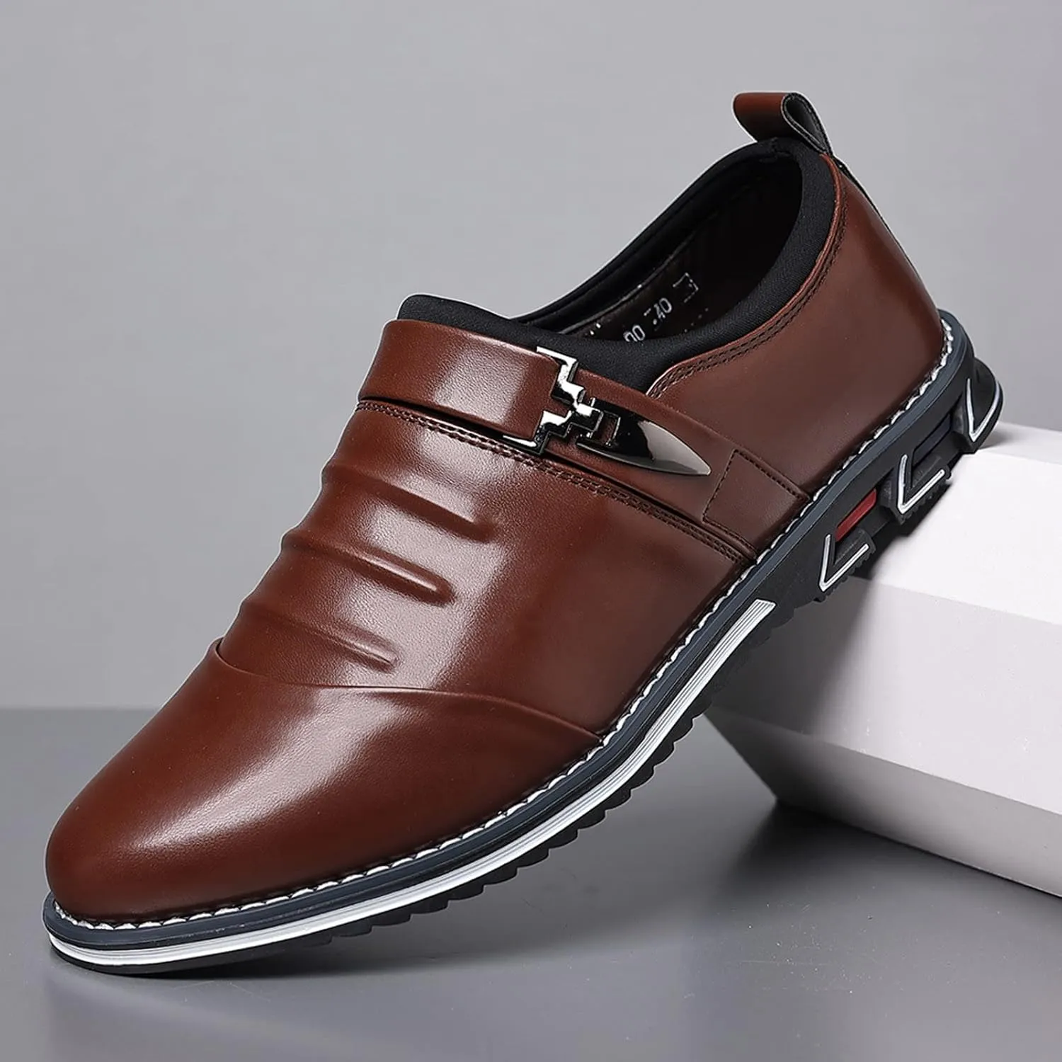 Men's Dress Shoes Brown Size 14 Fashion Style Men's Breathable Comfortable Business Lace Up Leisure Solid Color Leather Shoes Red Dress Shoes Mens