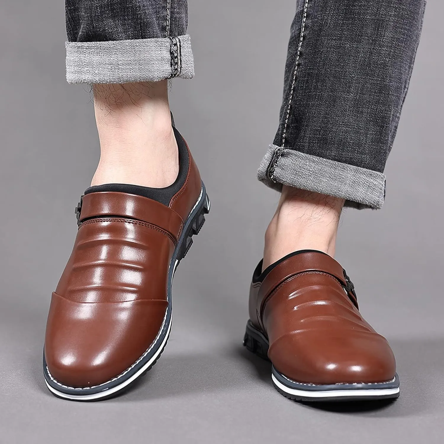 Men's Dress Shoes Brown Size 14 Fashion Style Men's Breathable Comfortable Business Lace Up Leisure Solid Color Leather Shoes Red Dress Shoes Mens