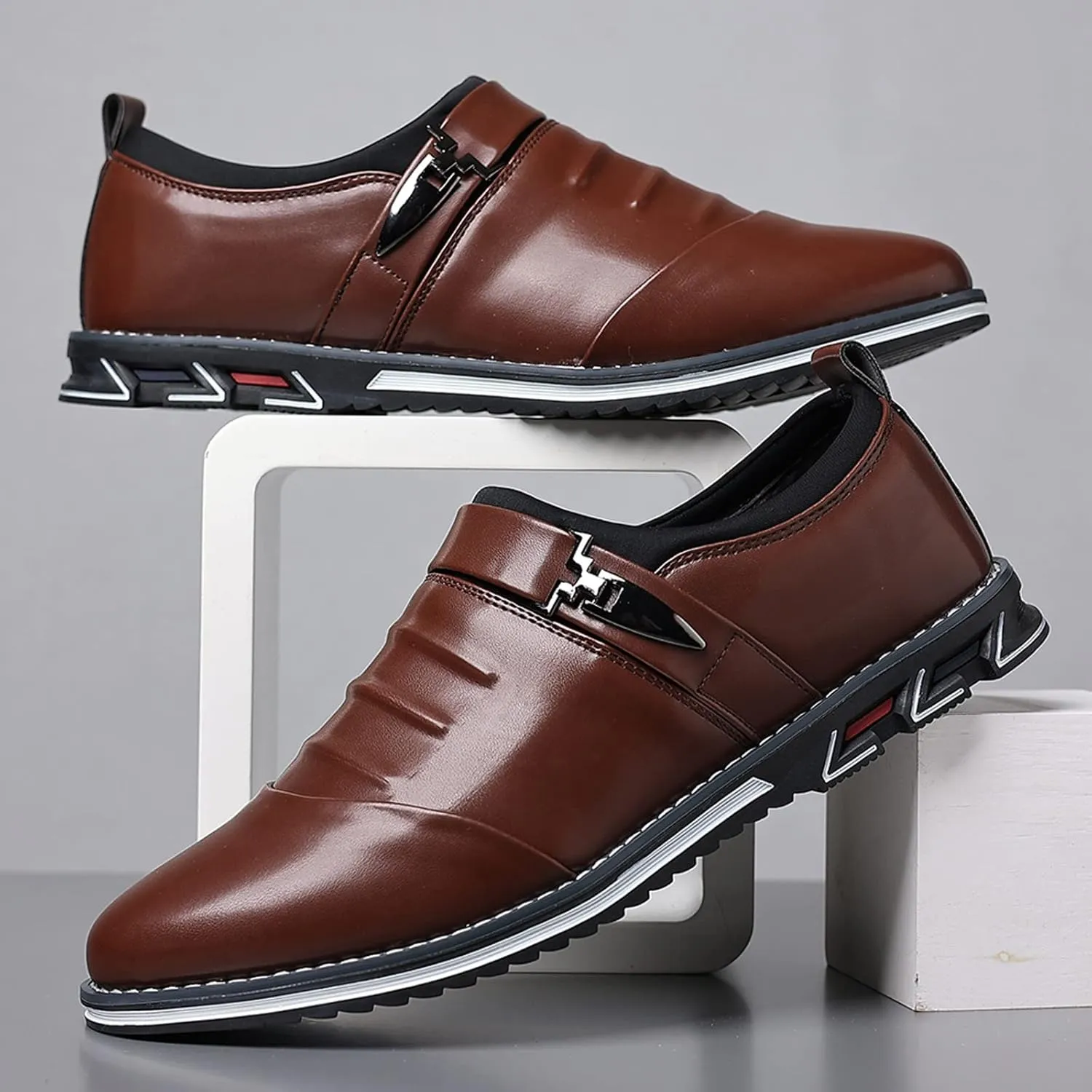 Men's Dress Shoes Brown Size 14 Fashion Style Men's Breathable Comfortable Business Lace Up Leisure Solid Color Leather Shoes Red Dress Shoes Mens