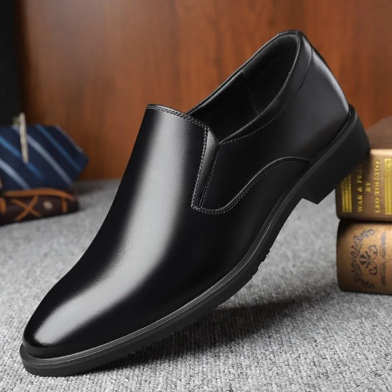 Men's Dress Shoes Business Classic Slip On Rubber Soft Sole Shoes Polished Craft Breathable Lining Dress Shoes