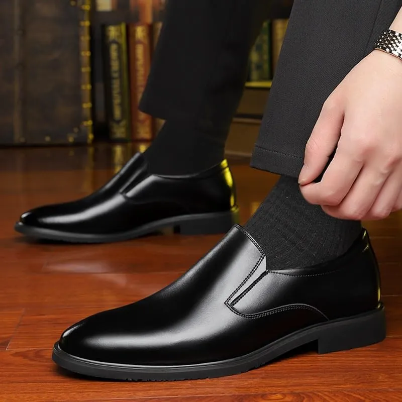Men's Dress Shoes Business Classic Slip On Rubber Soft Sole Shoes Polished Craft Breathable Lining Dress Shoes