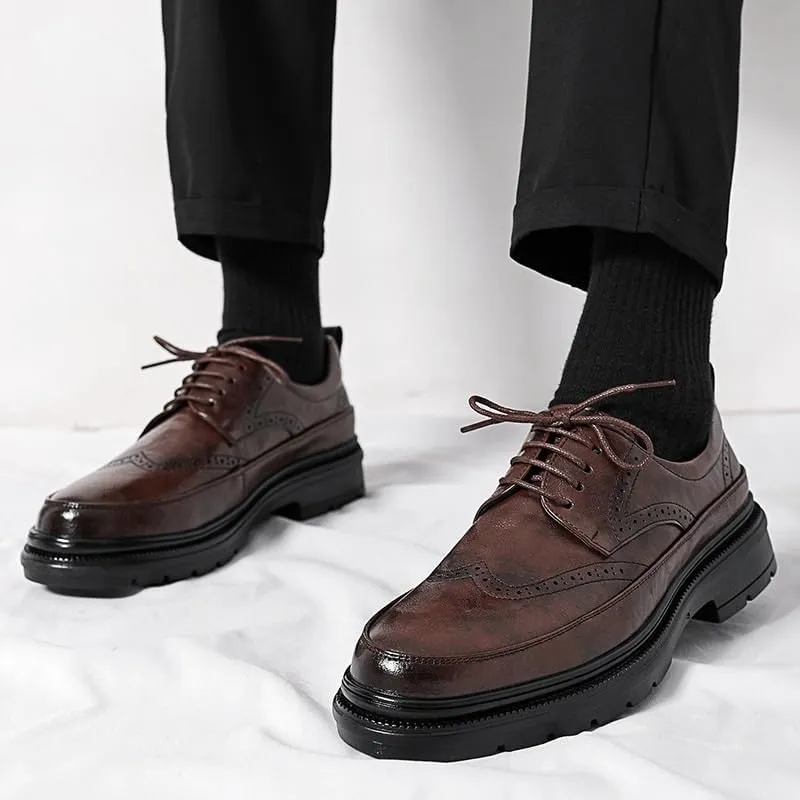 Mens Dress Shoes Handcrafted Mens Oxford Shoes Genuine Calfskin Leather Brogue Dress Shoes Black Classic Business Formal Shoes Man