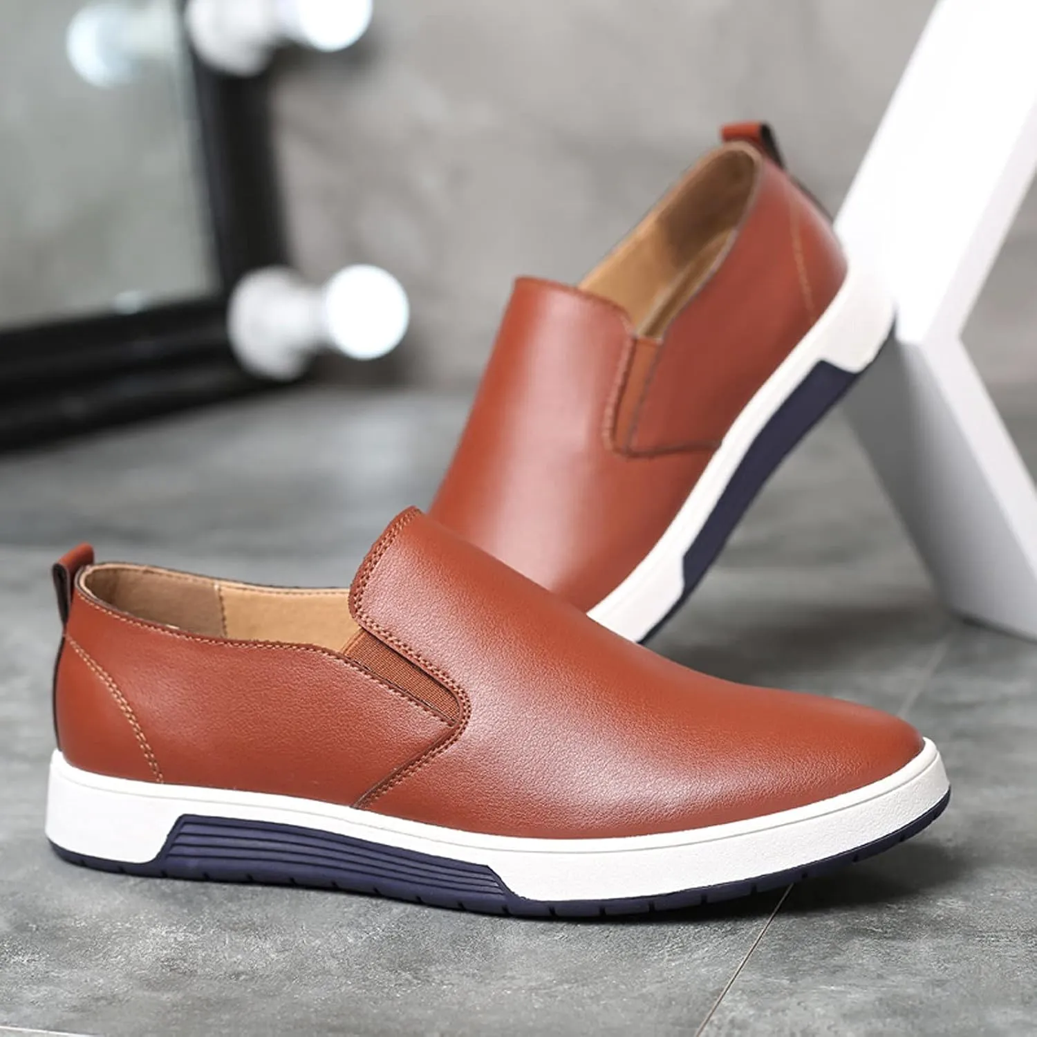 Men's Dress Shoes Wide Width White Men's Leather Breathable Slip On Style Business Seasons Color Wear Four Shoes Leisure Formal Solid Men's Leather Shoes Formal Dress Shoes