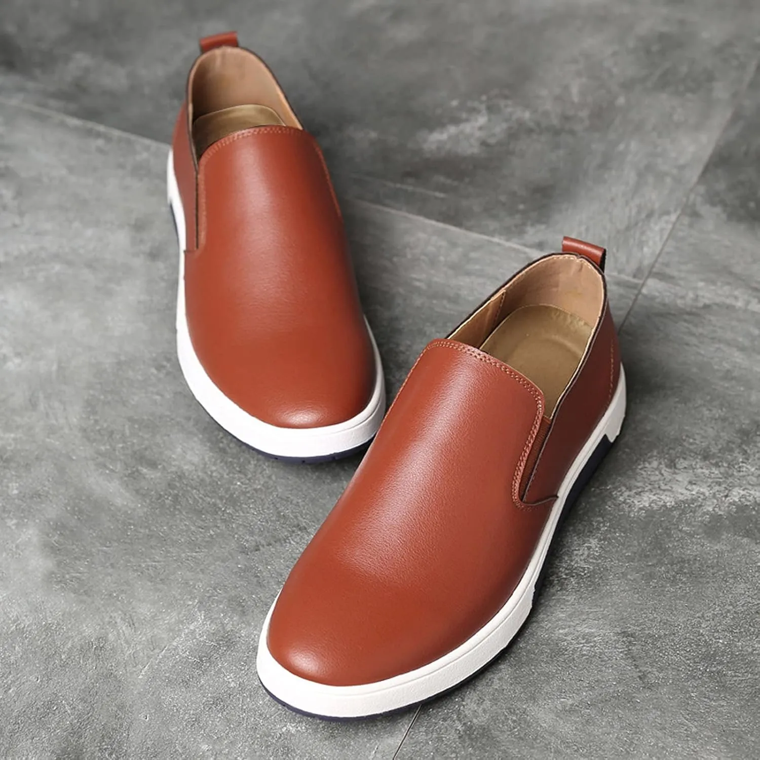 Men's Dress Shoes Wide Width White Men's Leather Breathable Slip On Style Business Seasons Color Wear Four Shoes Leisure Formal Solid Men's Leather Shoes Formal Dress Shoes