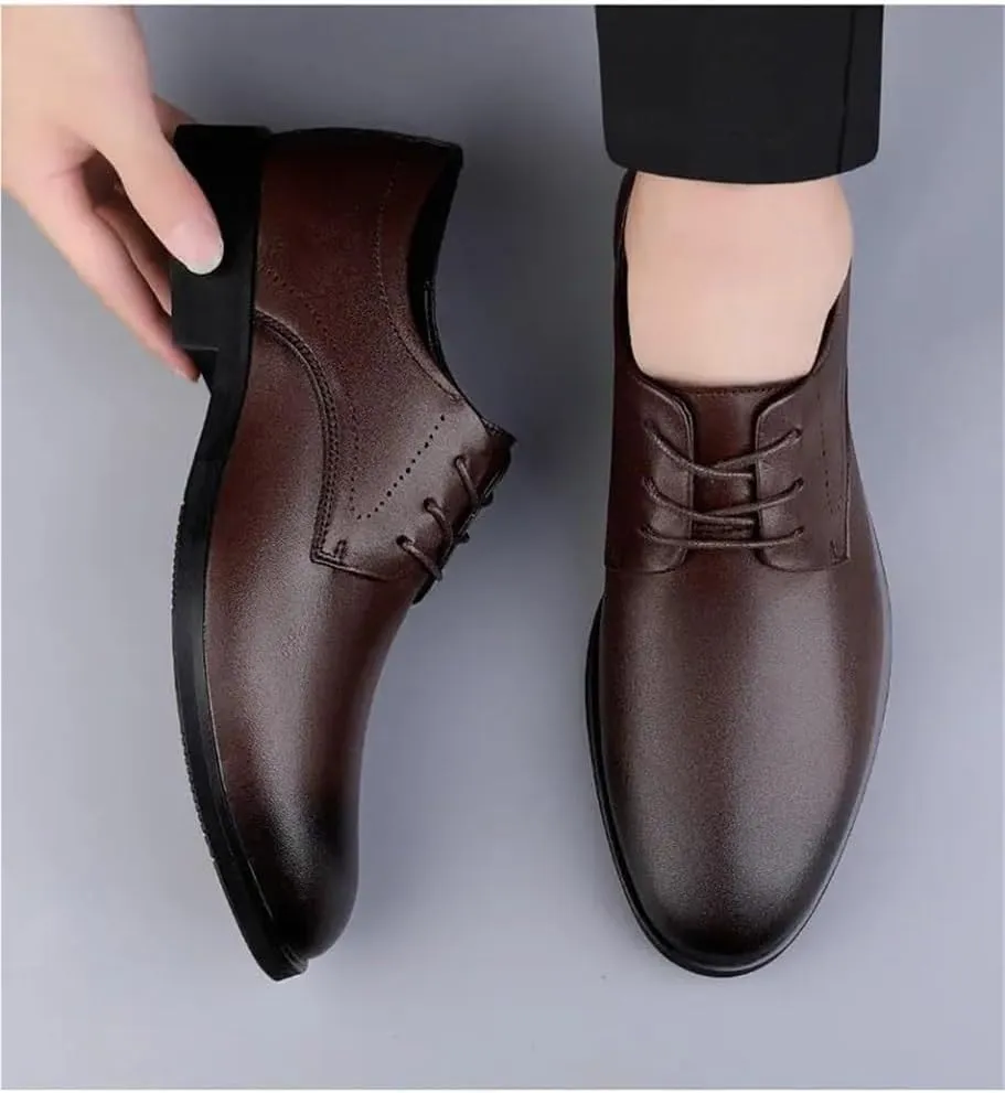 Mens Dress Sneakers All-Day Comfort Lace-up Leather Shoes Men’s Oxford Formal Shoes Leather Business Shoes(Brown,10)