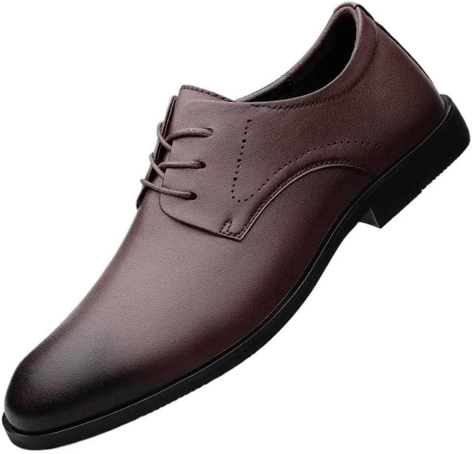 Mens Dress Sneakers All-Day Comfort Lace-up Leather Shoes Men’s Oxford Formal Shoes Leather Business Shoes(Brown,10)