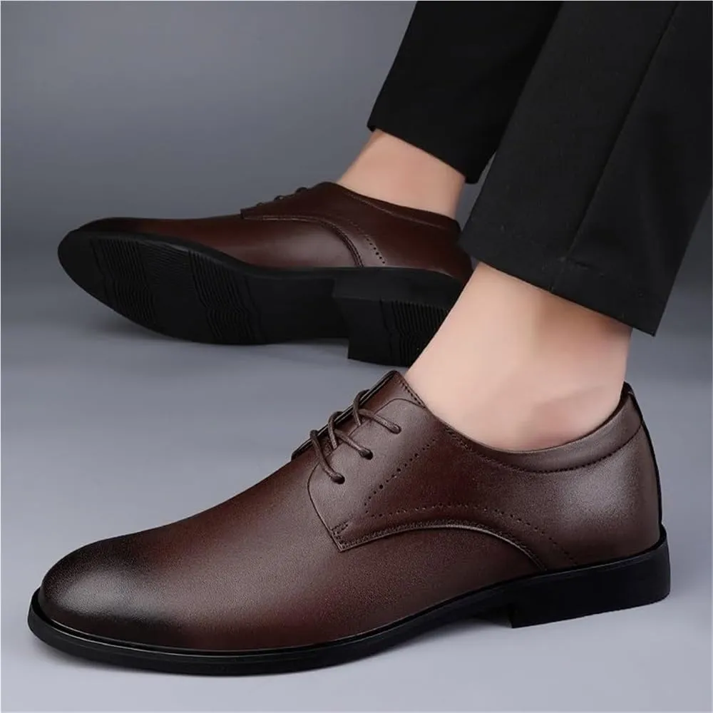 Mens Dress Sneakers All-Day Comfort Lace-up Leather Shoes Men’s Oxford Formal Shoes Leather Business Shoes(Brown,10)