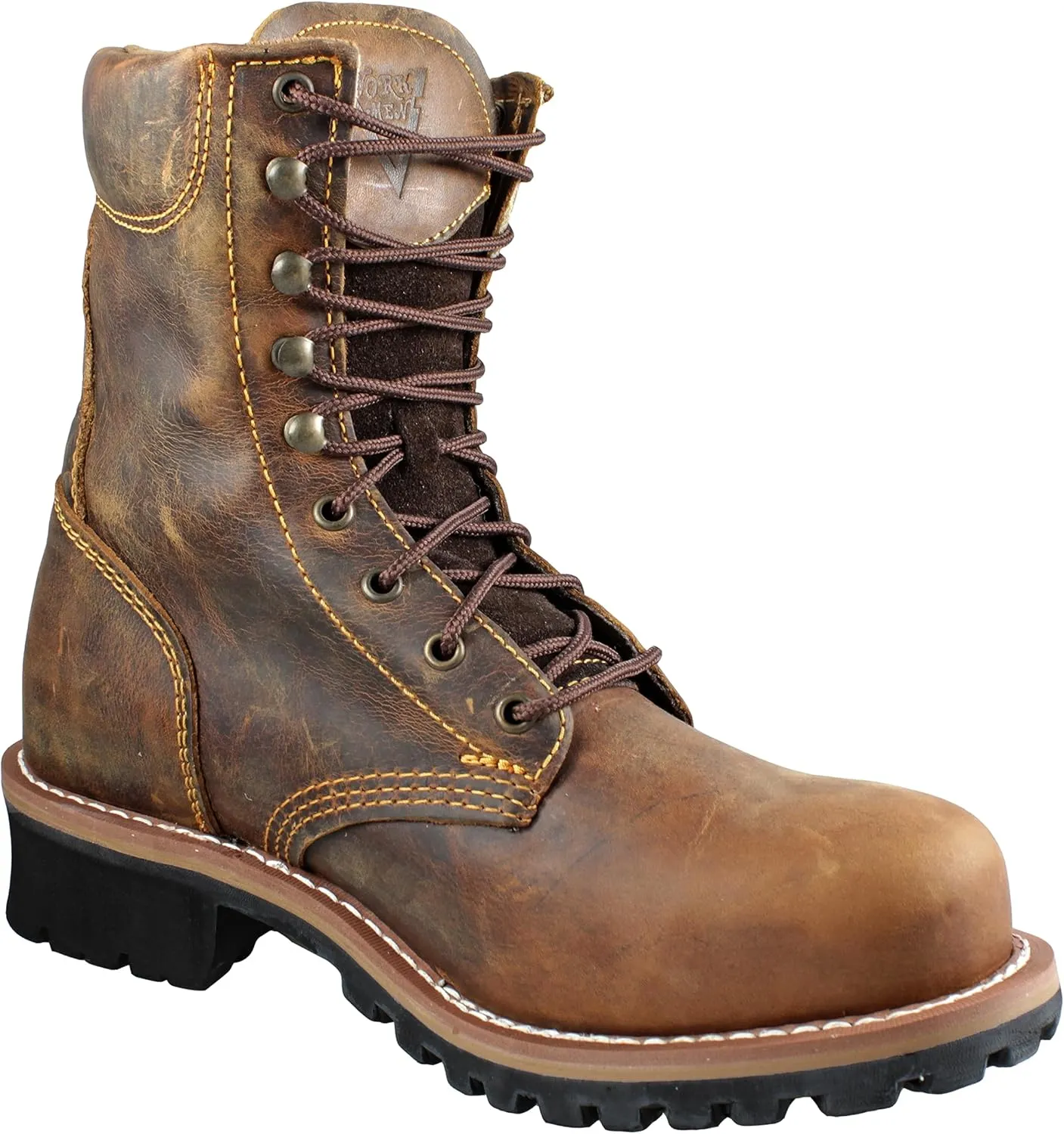 Men's Lace Up Combat Boots Genuine Leather Brown 902
