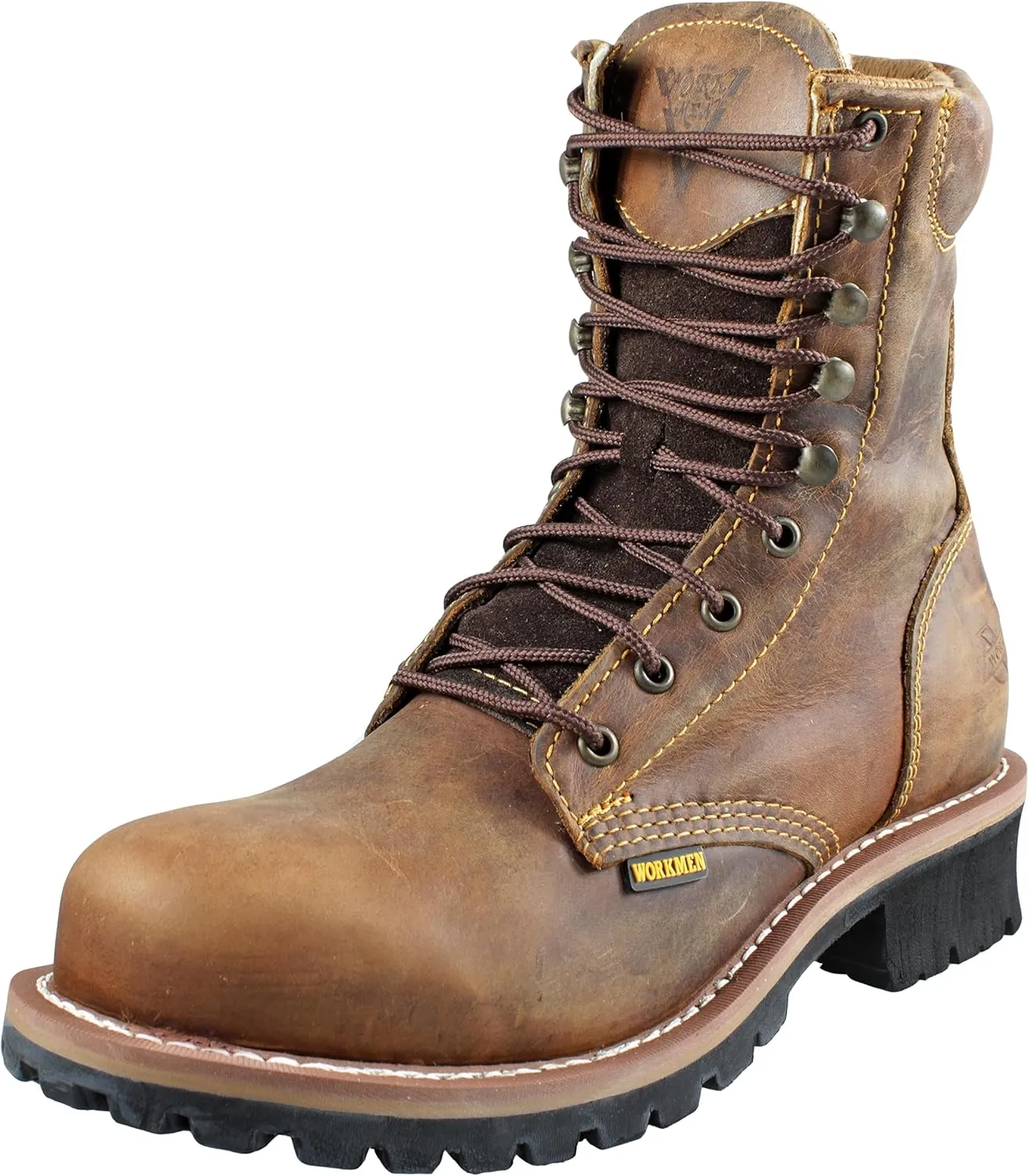 Men's Lace Up Combat Boots Genuine Leather Brown 902