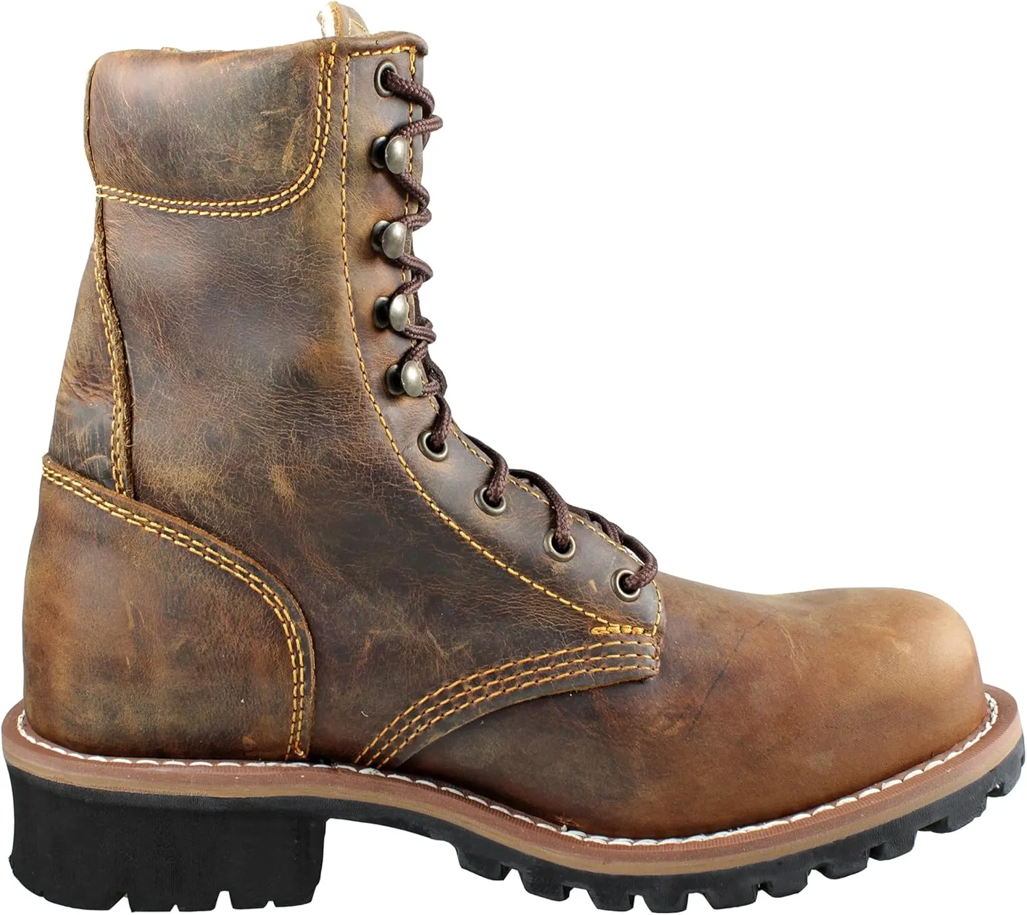 Men's Lace Up Combat Boots Genuine Leather Brown 902