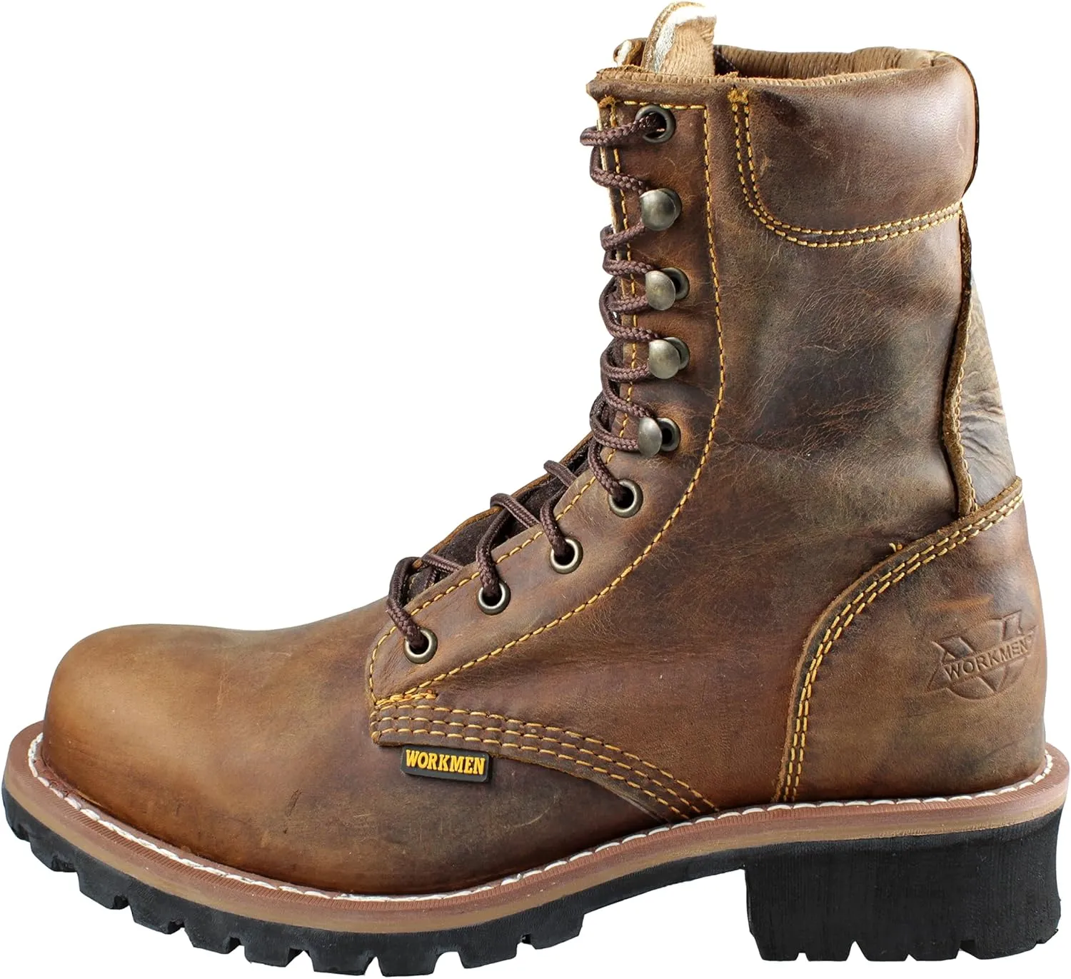 Men's Lace Up Combat Boots Genuine Leather Brown 902