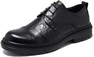 Mens Lace-up Leather Shoes Luxury Comfortable Tuxedo Shoes Formal Oxford Classic Business Shoes(Black,6.5)