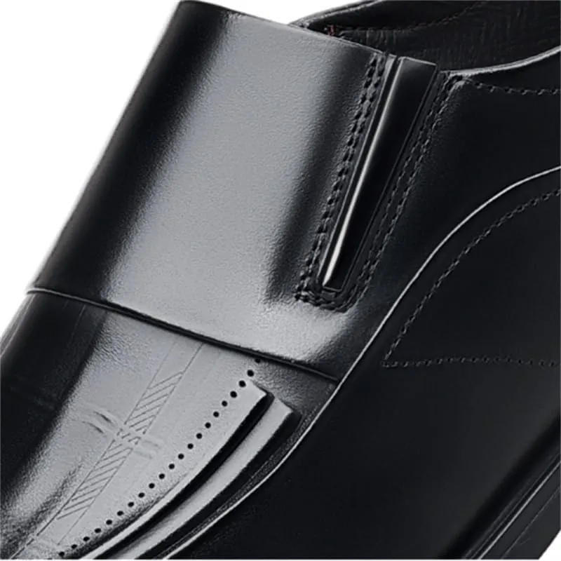 Men's Leather Shoes Business Casual Dress Shoes Vintage Classic Fashion Versatile Shoes Slip On Polished Craft Smooth Lines Clear Texture Rubber Sole Comfortable Breathable