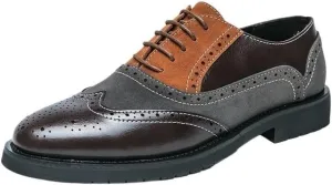 Mens Leather Shoes Lace-up Tuxedo Shoes Non-Slip Breathable Business Casual Men's Dress Shoes(Black,7.5)