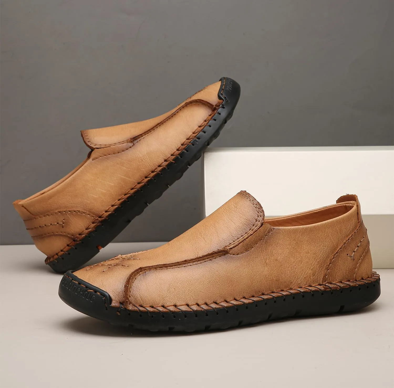 Men's Penny Loafers Leather Slip-On Loafers Casual Walking Driving Shoes Handcrafted Comfort Moccasins