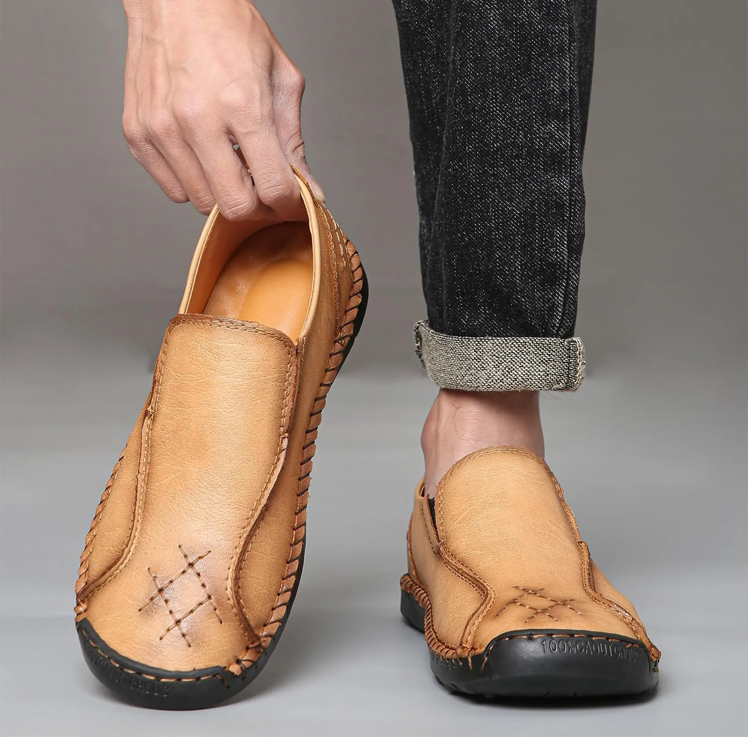 Men's Penny Loafers Leather Slip-On Loafers Casual Walking Driving Shoes Handcrafted Comfort Moccasins