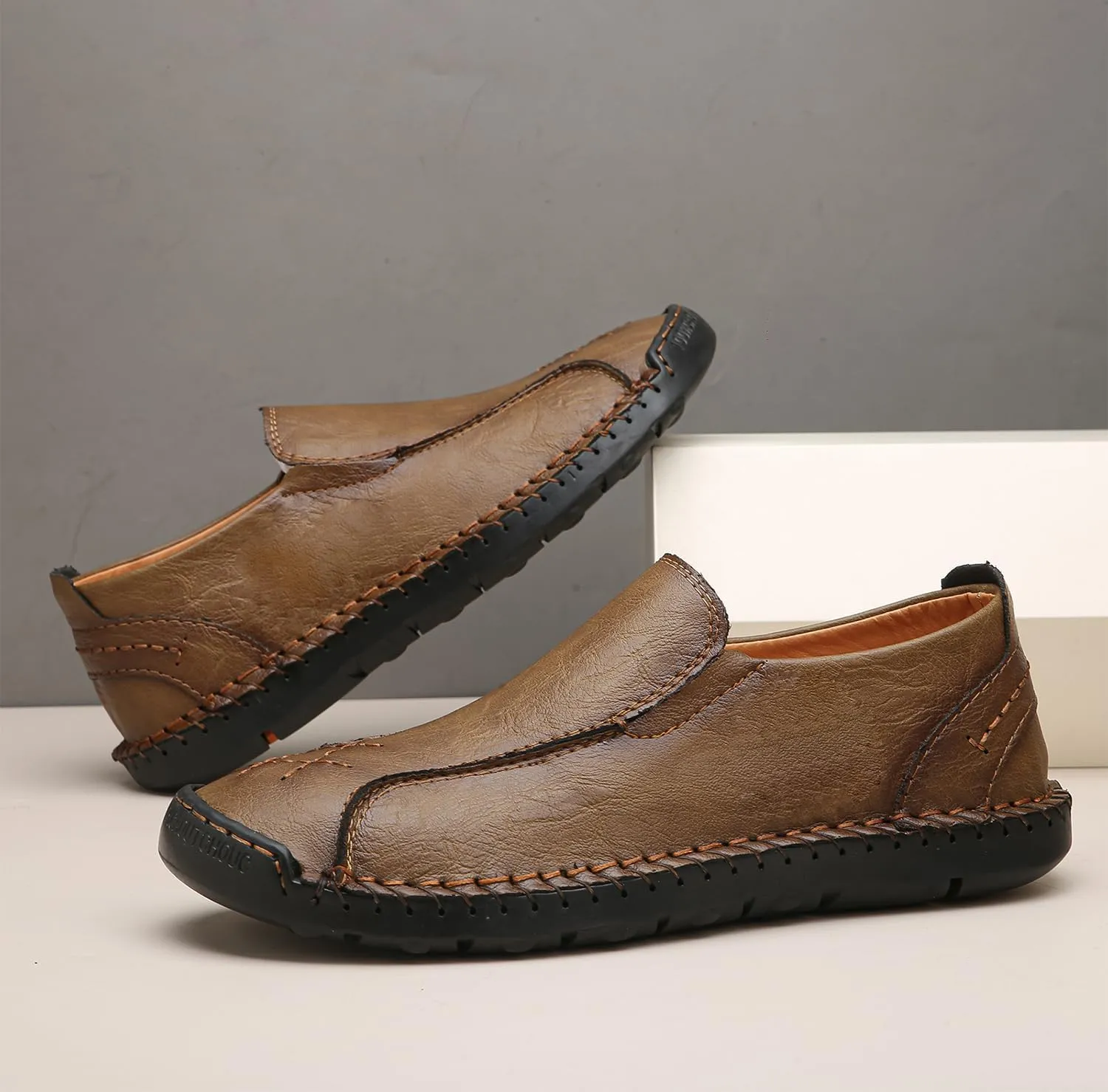 Men's Penny Loafers Leather Slip-On Loafers Casual Walking Driving Shoes Handcrafted Comfort Moccasins