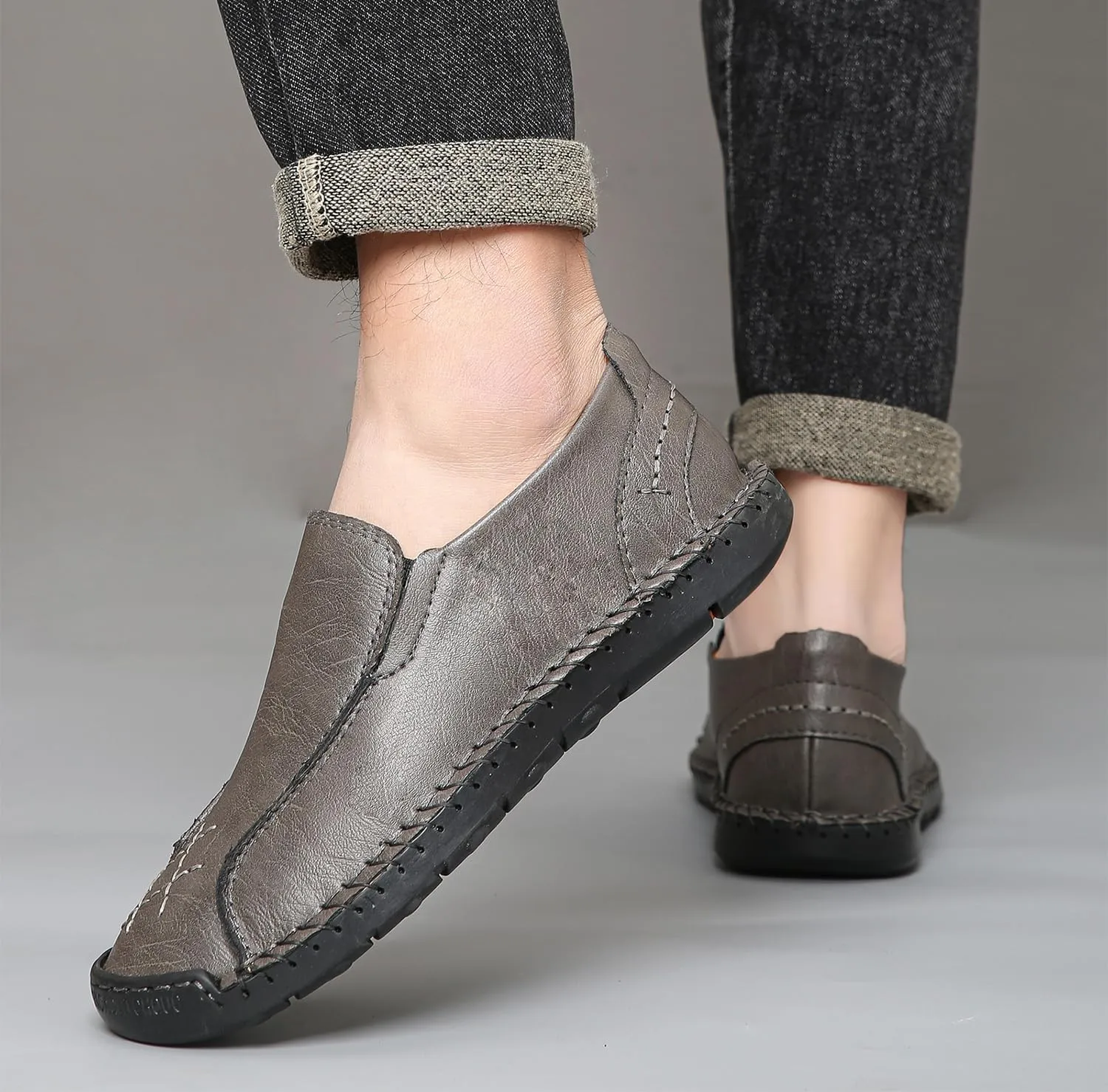 Men's Penny Loafers Leather Slip-On Loafers Casual Walking Driving Shoes Handcrafted Comfort Moccasins
