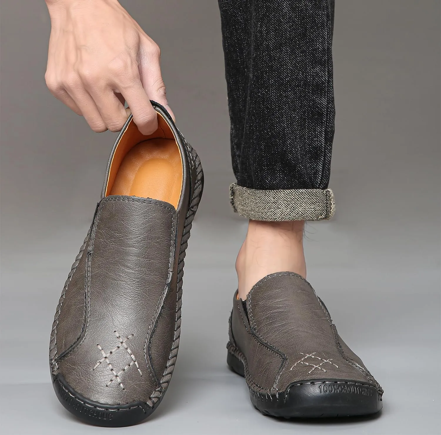 Men's Penny Loafers Leather Slip-On Loafers Casual Walking Driving Shoes Handcrafted Comfort Moccasins