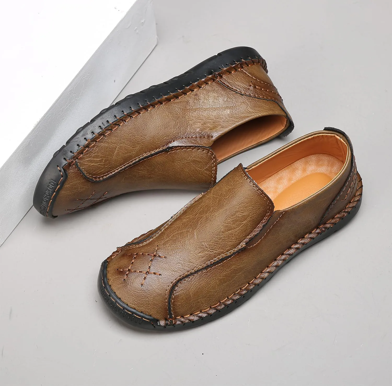 Men's Penny Loafers Leather Slip-On Loafers Casual Walking Driving Shoes Handcrafted Comfort Moccasins