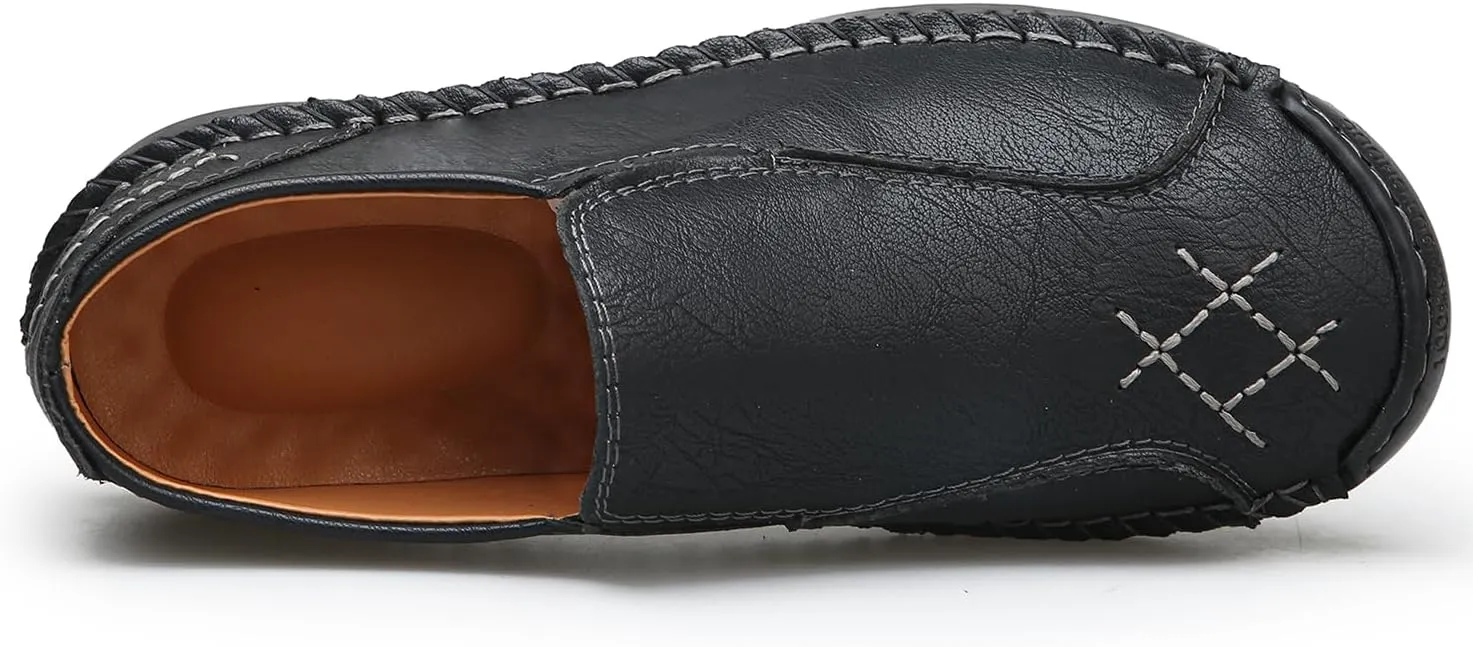 Men's Penny Loafers Leather Slip-On Loafers Casual Walking Driving Shoes Handcrafted Comfort Moccasins