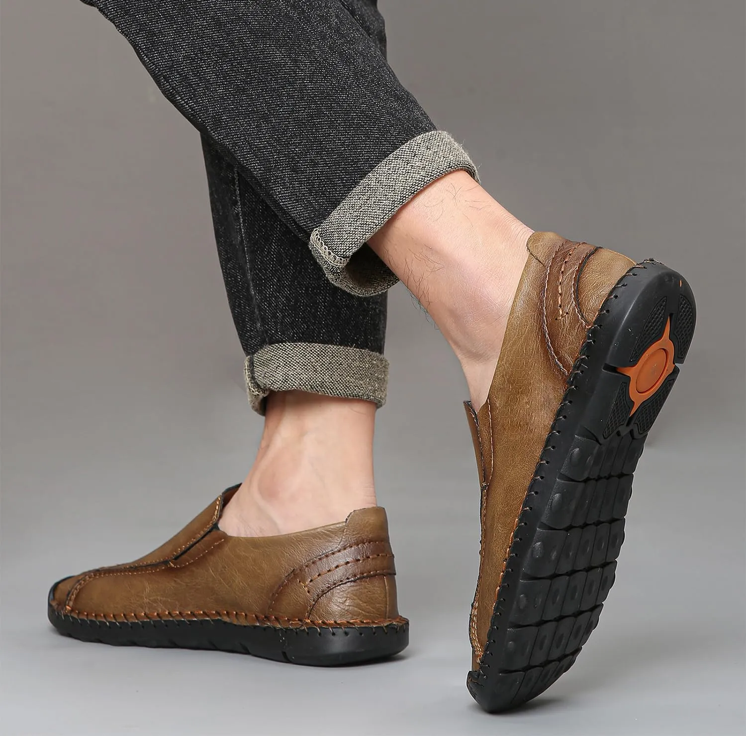 Men's Penny Loafers Leather Slip-On Loafers Casual Walking Driving Shoes Handcrafted Comfort Moccasins