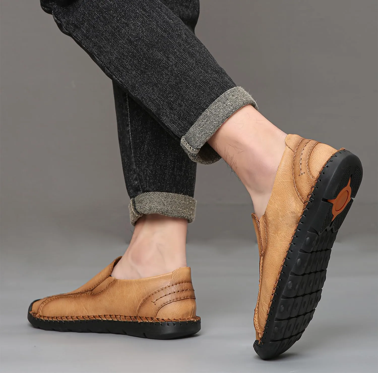 Men's Penny Loafers Leather Slip-On Loafers Casual Walking Driving Shoes Handcrafted Comfort Moccasins