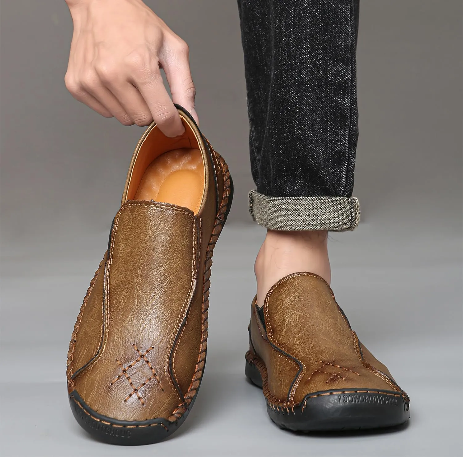 Men's Penny Loafers Leather Slip-On Loafers Casual Walking Driving Shoes Handcrafted Comfort Moccasins