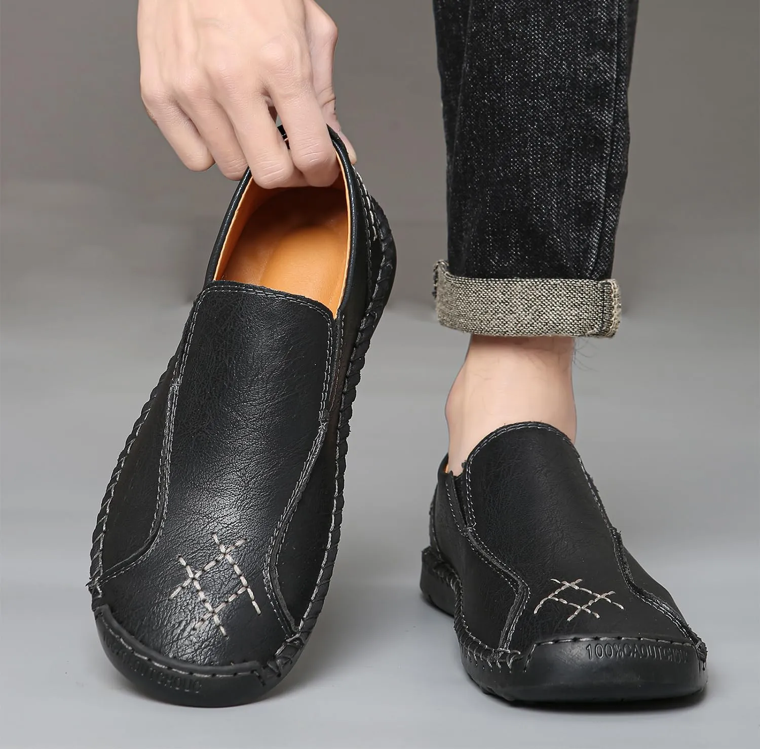 Men's Penny Loafers Leather Slip-On Loafers Casual Walking Driving Shoes Handcrafted Comfort Moccasins