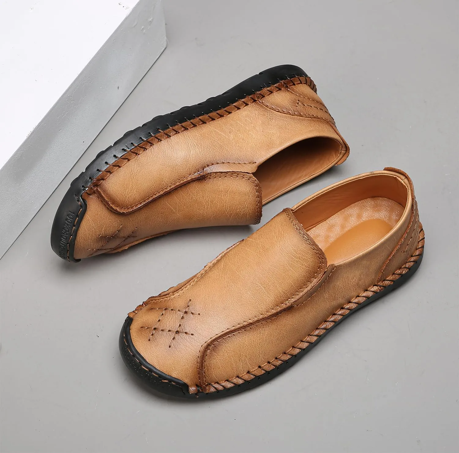 Men's Penny Loafers Leather Slip-On Loafers Casual Walking Driving Shoes Handcrafted Comfort Moccasins