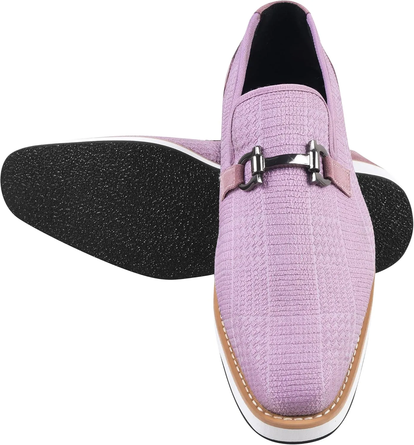 Mens Prom Shoes - Mens Tuxedo Canvas Textile and Suede Leather Noble Loafers and Slip On Wedding Party Shoes