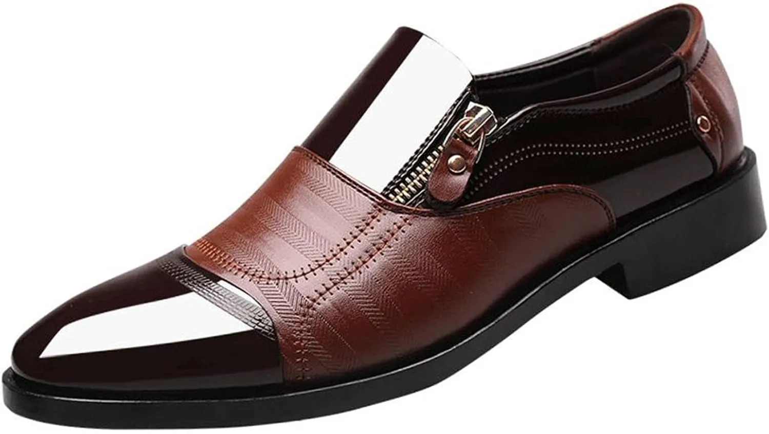 Mens Slip on Shoes Casual Leather Classical Style Men's Breathable Hollow Business Leather Running Shoes (Brown, 11)