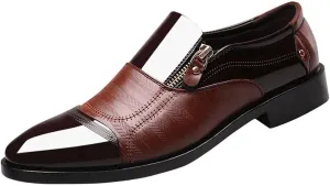 Mens Slip on Shoes Casual Leather Classical Style Men's Breathable Hollow Business Leather Running Shoes (Brown, 11)