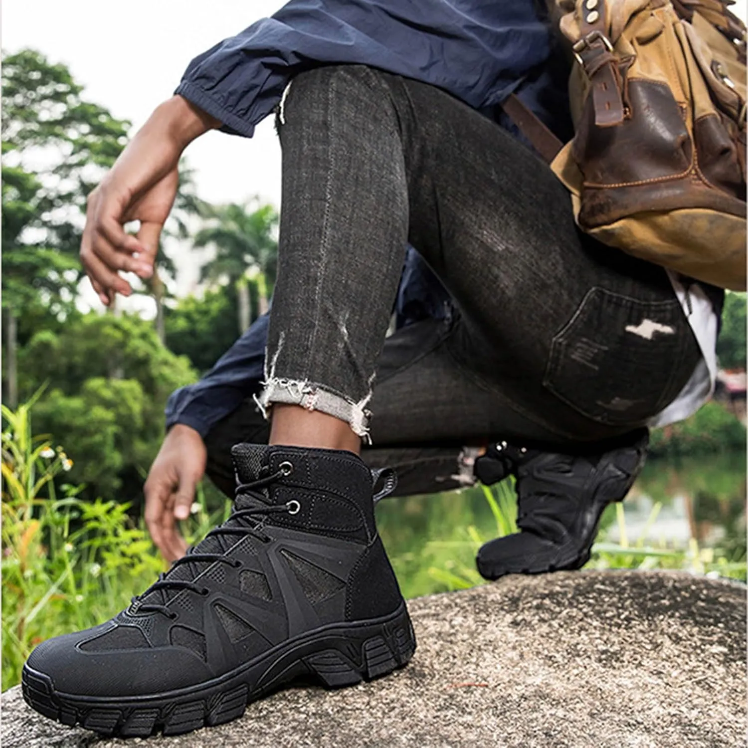 Mens Tactical Boots 6 Inches Lightweight Military Combat Boots Work army boots for men