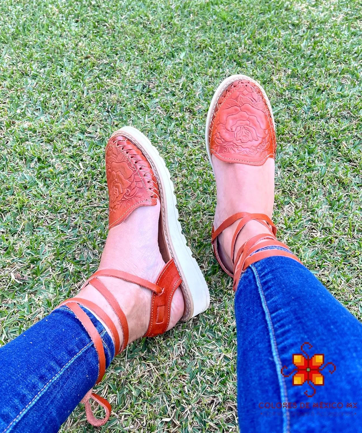Mexican Leather Shoes with Long Crossed Roman Straps for Women - Model 440 (8, Brown)