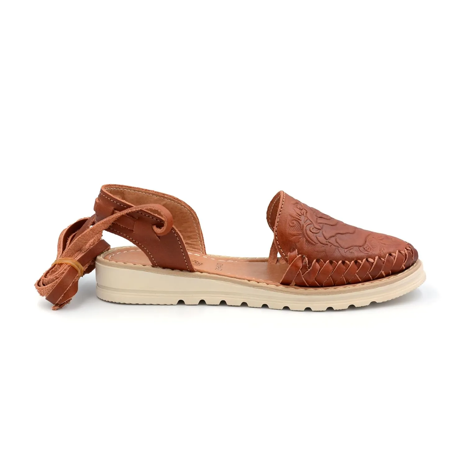 Mexican Leather Shoes with Long Crossed Roman Straps for Women - Model 440 (8, Brown)