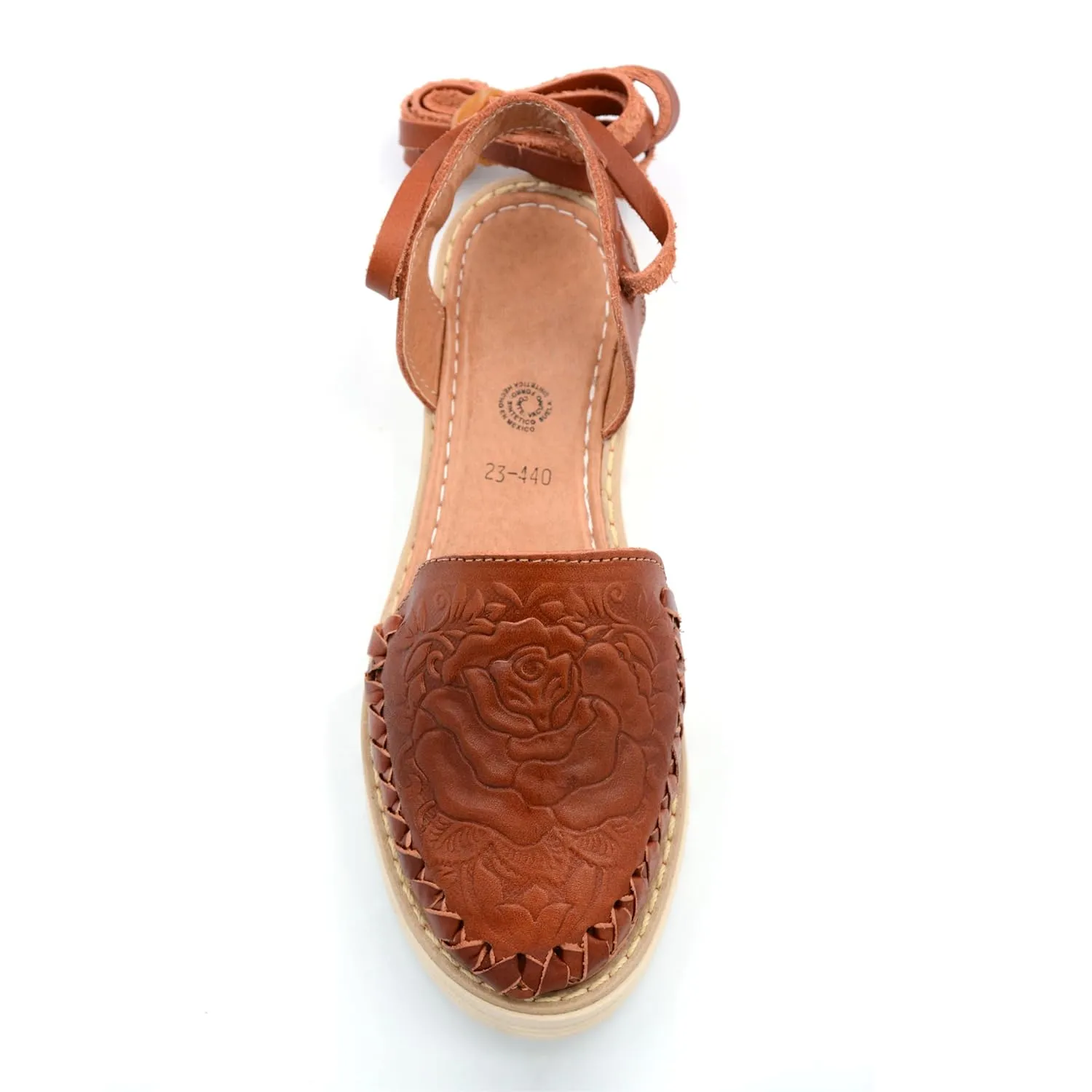 Mexican Leather Shoes with Long Crossed Roman Straps for Women - Model 440 (8, Brown)