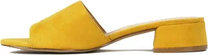 MOOMMO Women Chunky Heel Mules Peep Toe Slip On Backless Block Heels 2 inch Mid Heeled Mule Shoes Suede Comfortable Slides heels Round Open Toe Dress Shoes Office Casual 4-11 US