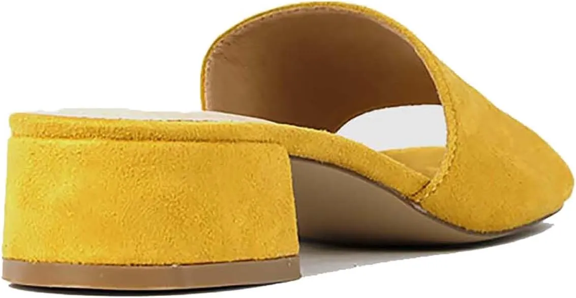 MOOMMO Women Chunky Heel Mules Peep Toe Slip On Backless Block Heels 2 inch Mid Heeled Mule Shoes Suede Comfortable Slides heels Round Open Toe Dress Shoes Office Casual 4-11 US