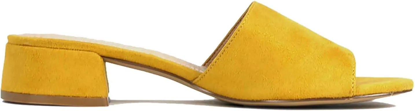 MOOMMO Women Chunky Heel Mules Peep Toe Slip On Backless Block Heels 2 inch Mid Heeled Mule Shoes Suede Comfortable Slides heels Round Open Toe Dress Shoes Office Casual 4-11 US
