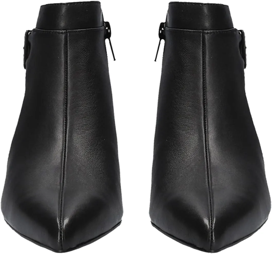 MOOMMO Women Low Kitten Heel Suede Ankle Boots Bow Pointed Closed Toe Zipper Chelsea Boots 2" Heels Buckle Strap Faux Suede Boot Zip Up Short Dress Booties Fall Office Wedding Cute Comfort 4-11 M US