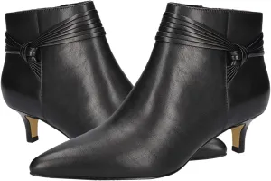 MOOMMO Women Low Kitten Heel Suede Ankle Boots Bow Pointed Closed Toe Zipper Chelsea Boots 2" Heels Buckle Strap Faux Suede Boot Zip Up Short Dress Booties Fall Office Wedding Cute Comfort 4-11 M US