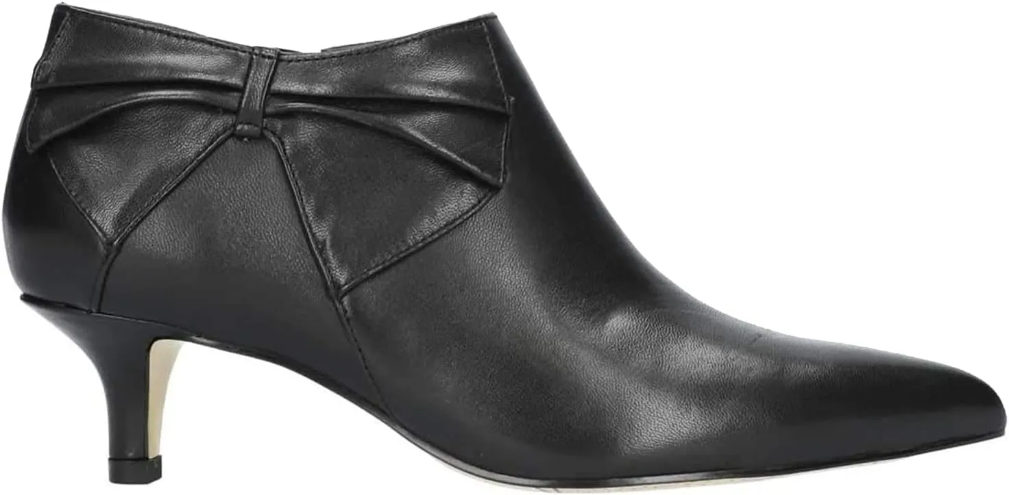 MOOMMO Women Low Kitten Heel Suede Ankle Boots Bow Pointed Closed Toe Zipper Chelsea Boots 2" Heels Buckle Strap Faux Suede Boot Zip Up Short Dress Booties Fall Office Wedding Cute Comfort 4-11 M US