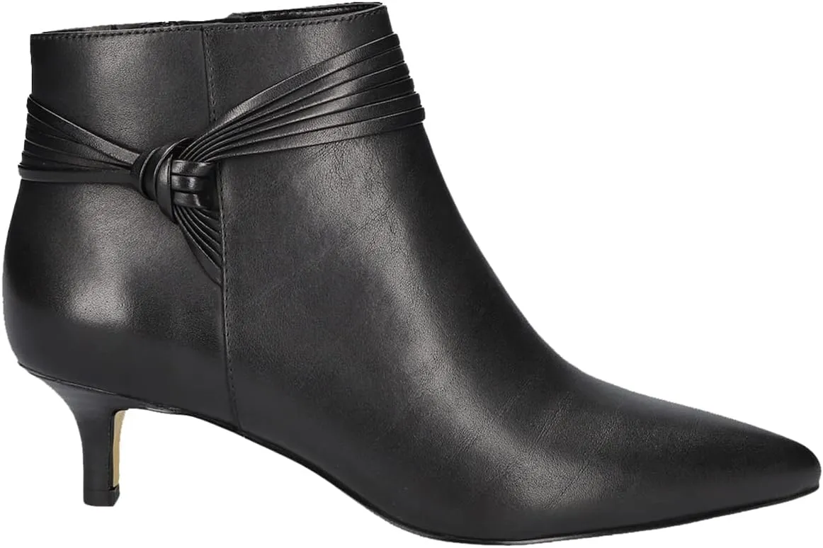 MOOMMO Women Low Kitten Heel Suede Ankle Boots Bow Pointed Closed Toe Zipper Chelsea Boots 2" Heels Buckle Strap Faux Suede Boot Zip Up Short Dress Booties Fall Office Wedding Cute Comfort 4-11 M US