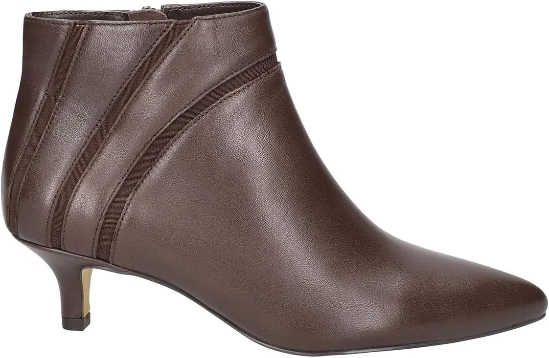 MOOMMO Women Low Kitten Heel Suede Ankle Boots Bow Pointed Closed Toe Zipper Chelsea Boots 2" Heels Buckle Strap Faux Suede Boot Zip Up Short Dress Booties Fall Office Wedding Cute Comfort 4-11 M US