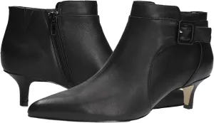 MOOMMO Women Low Kitten Heel Suede Ankle Boots Bow Pointed Closed Toe Zipper Chelsea Boots 2" Heels Buckle Strap Faux Suede Boot Zip Up Short Dress Booties Fall Office Wedding Cute Comfort 4-11 M US