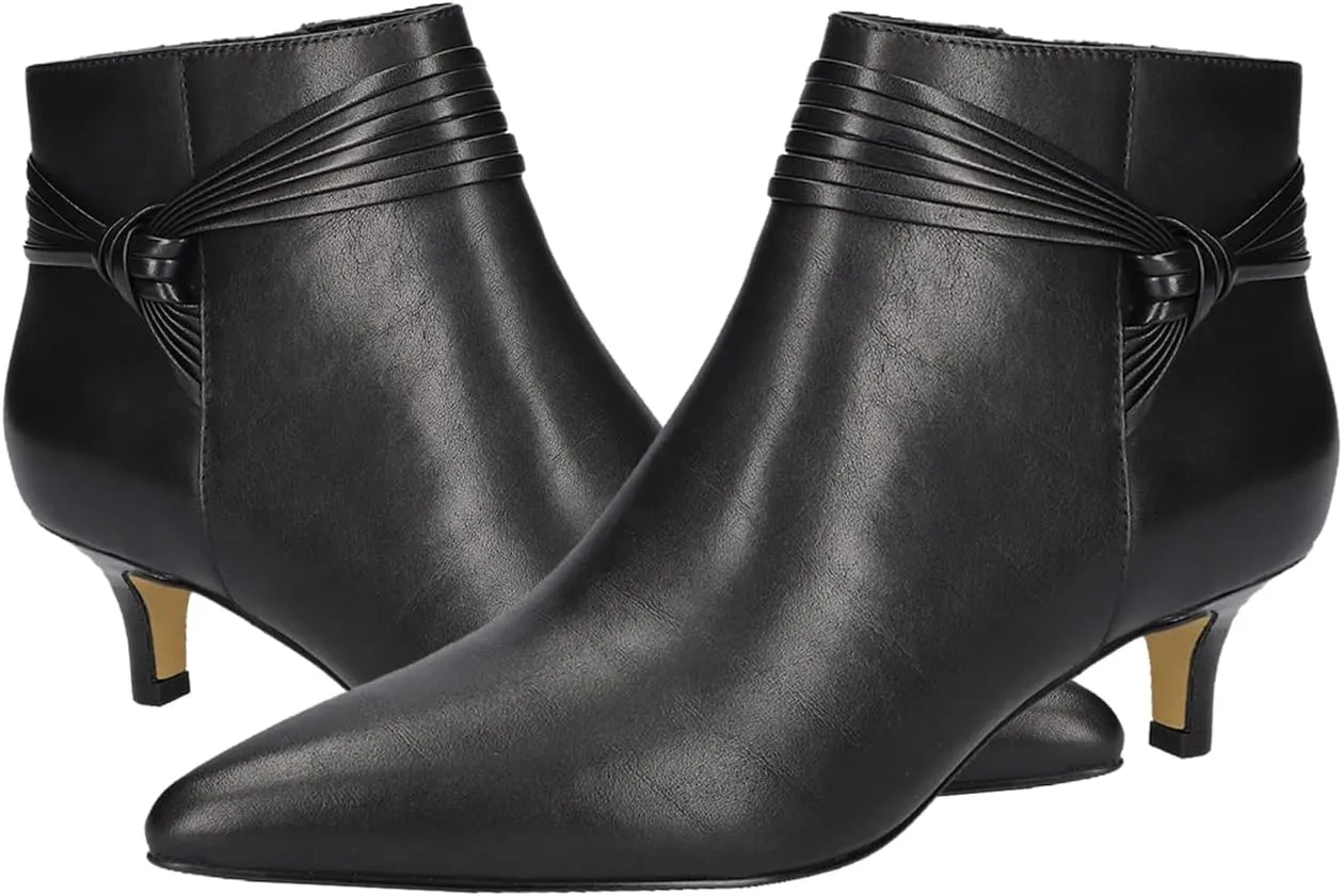 MOOMMO Women Low Kitten Heel Suede Ankle Boots Bow Pointed Closed Toe Zipper Chelsea Boots 2" Heels Buckle Strap Faux Suede Boot Zip Up Short Dress Booties Fall Office Wedding Cute Comfort 4-11 M US