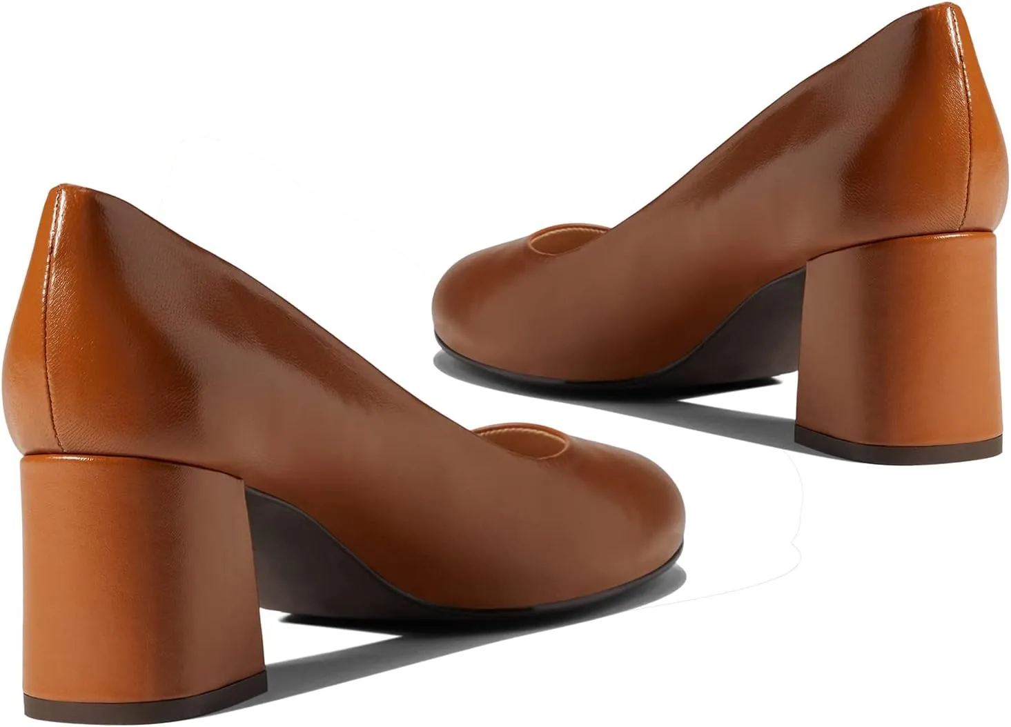 MOOMMO Women's Classic Chunky Block Heel Suede Pumps Round Closed Toe Slip On 2" Low Thick Heels Dress Shoes Matte Patent Leather Spring Fashion Office Work Pump Basic Shoe Elegant Wedding 4-11 M US