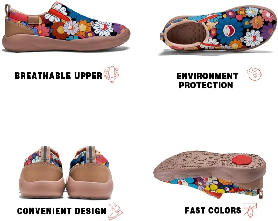 Onehorse Kid's Fashion Sneakers Lightweight Casual Comfortable Boys Girls Flower Painted Travel Shoes